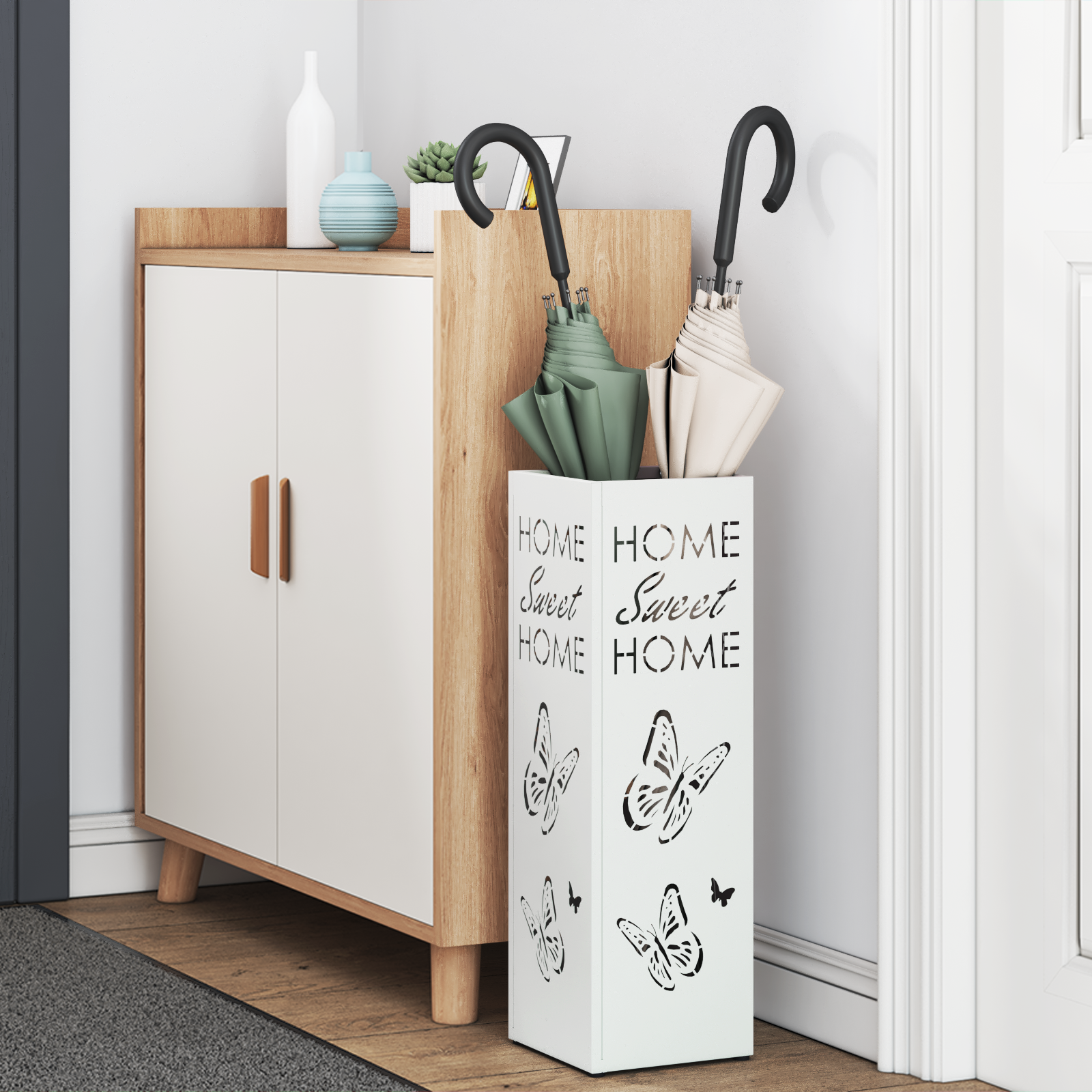 Portaombrelli Bianco Metallo Standard Resistente Portaombrelli