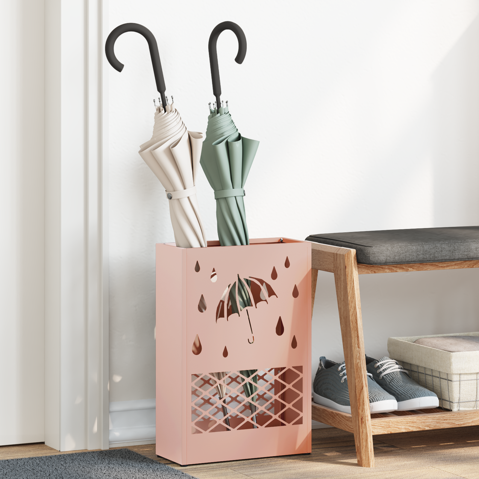 Portaombrelli Rosa Metallo Media Design Decorativo