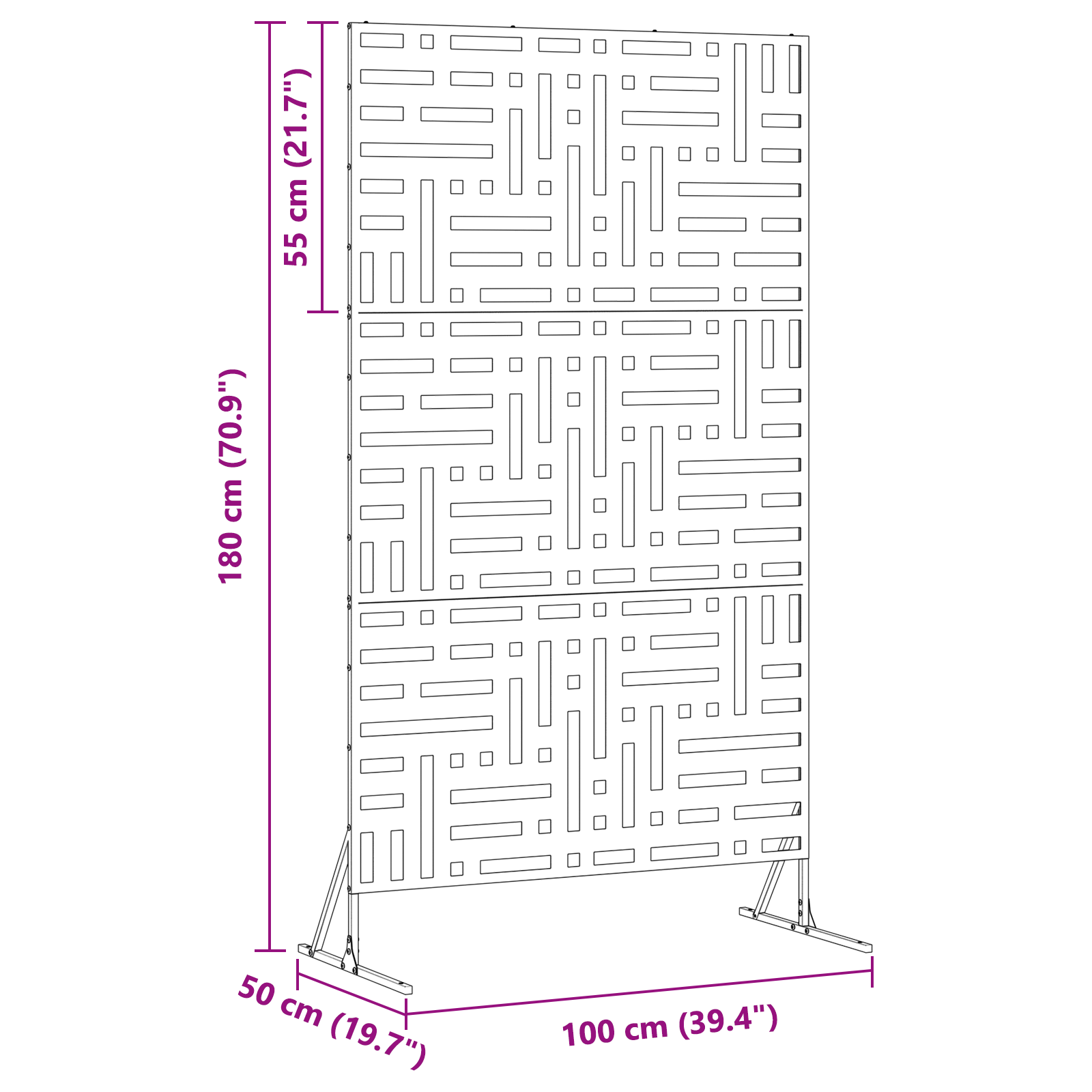 Schermo di Privacy 180 cm Acciaio Nero