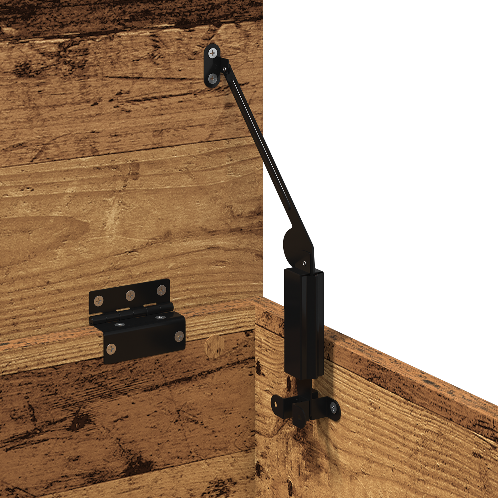 Scatola di stoccaggio  con coperchio in legno antico 30x35x35 cm in legno ingegnerizzato