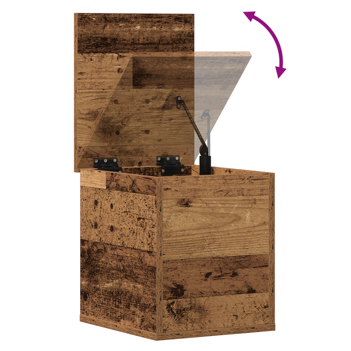 Scatola di stoccaggio  con coperchio in legno antico 30x35x35 cm in legno ingegnerizzato