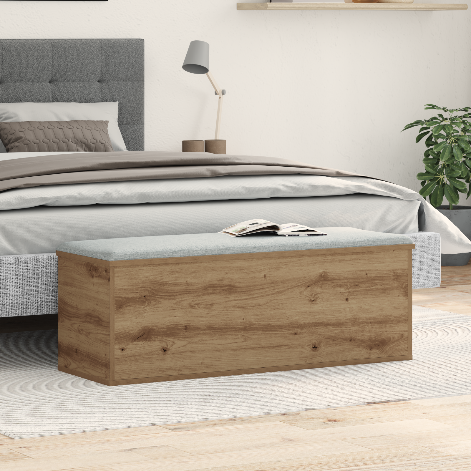 Scatola di Stoccaggio per la vitaXL in Rovere Artigianale 102x35x35 cm in Legno Ingegnerizzato