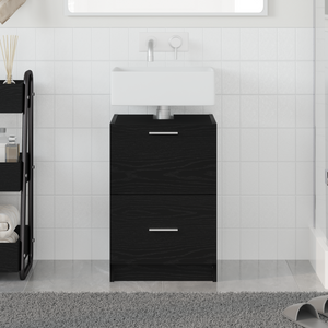 Mobile Lavabo Rovere Nero 40x37x59 cm Legno Ingegnerizzato