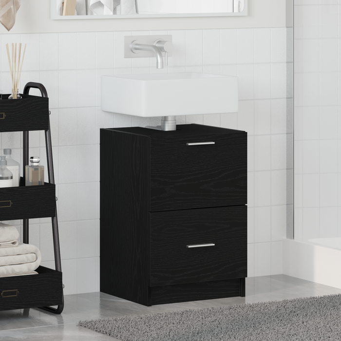 Mobile Lavabo Rovere Nero 40x37x59 cm Legno Ingegnerizzato