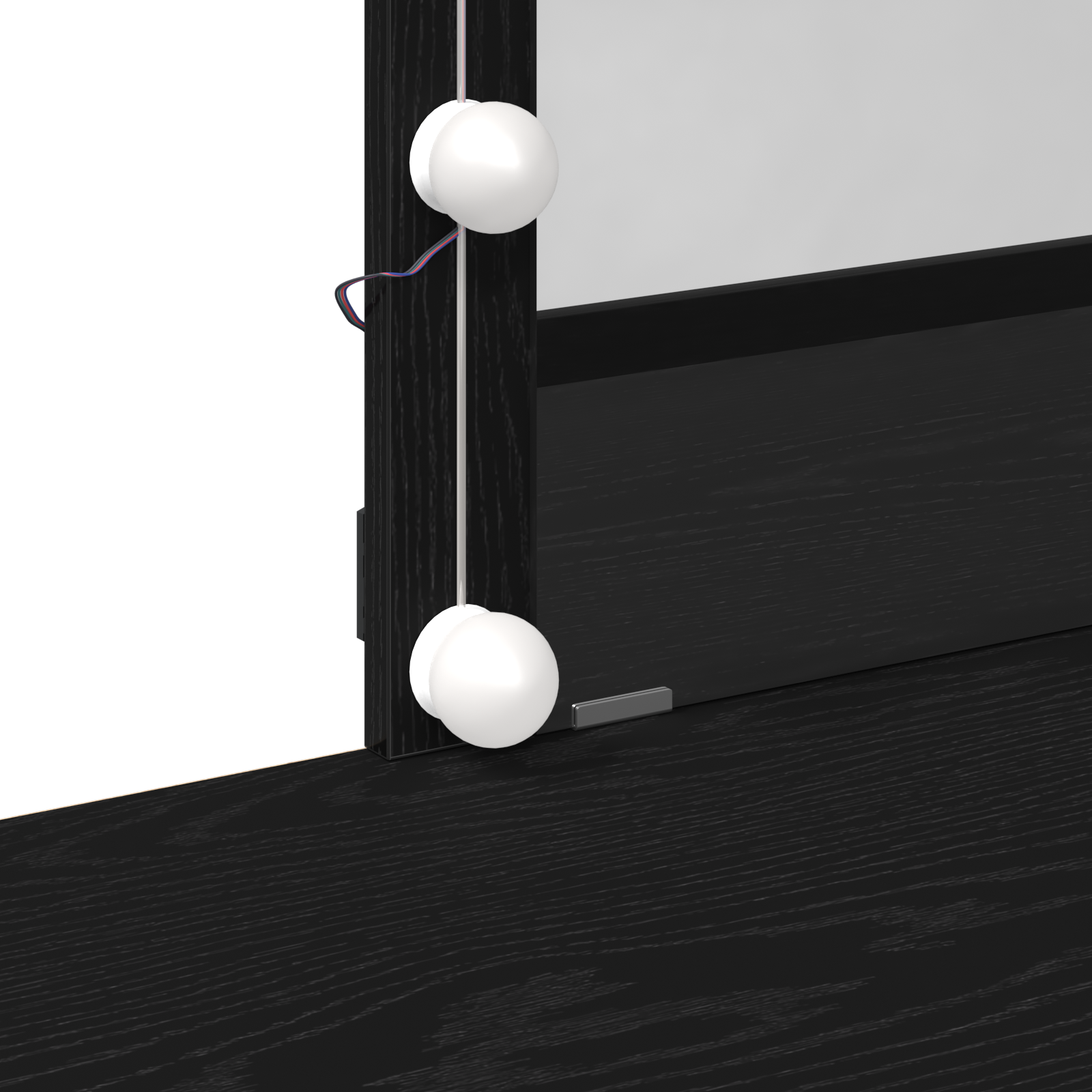 Toeletta  con Specchio e Luci LED in Legno Ingengerizzato Nero