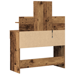 Tavolo da trucco con specchio e luci LED in legno vecchio e legno ingegnerizzato