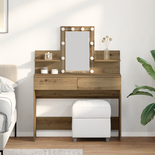 Toeletta  con LED Rovere Artigianale 100x40x130 cm