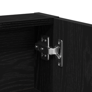 Tavolo da toeletta con specchio e luci LED in rovere nero