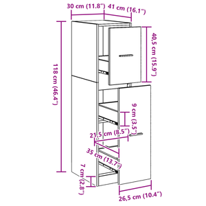 Armadio da Fattore Quercia Nera 30x41x118 cm Legno Ingegnerizzato