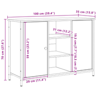Mobile Artisan in Rovere 100x35x70 cm Legno Ingegnerizzato e Acciaio