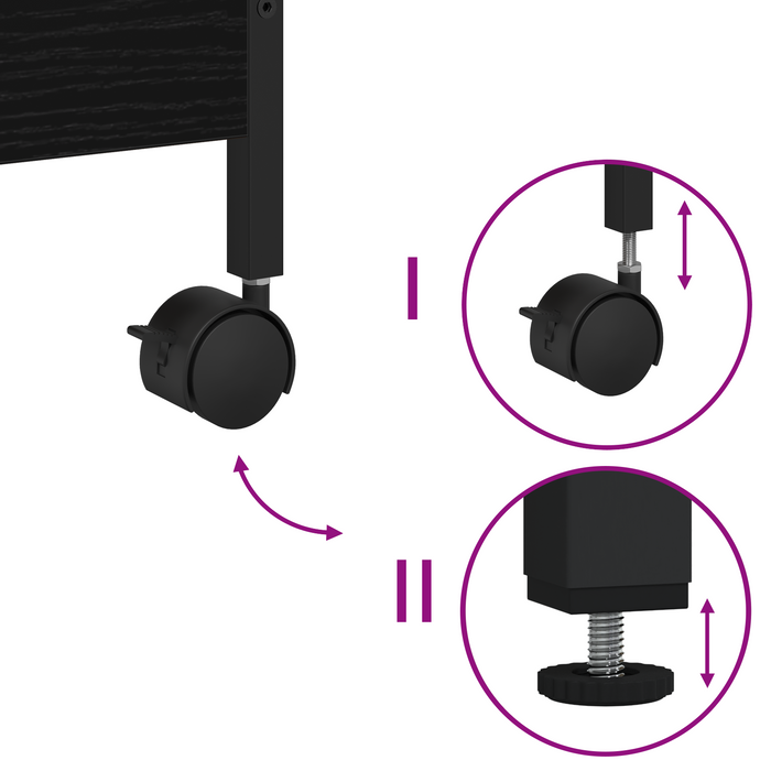 Carrello da cucina  Rovere nero 50x30x70 cm Legno ingegnerizzato