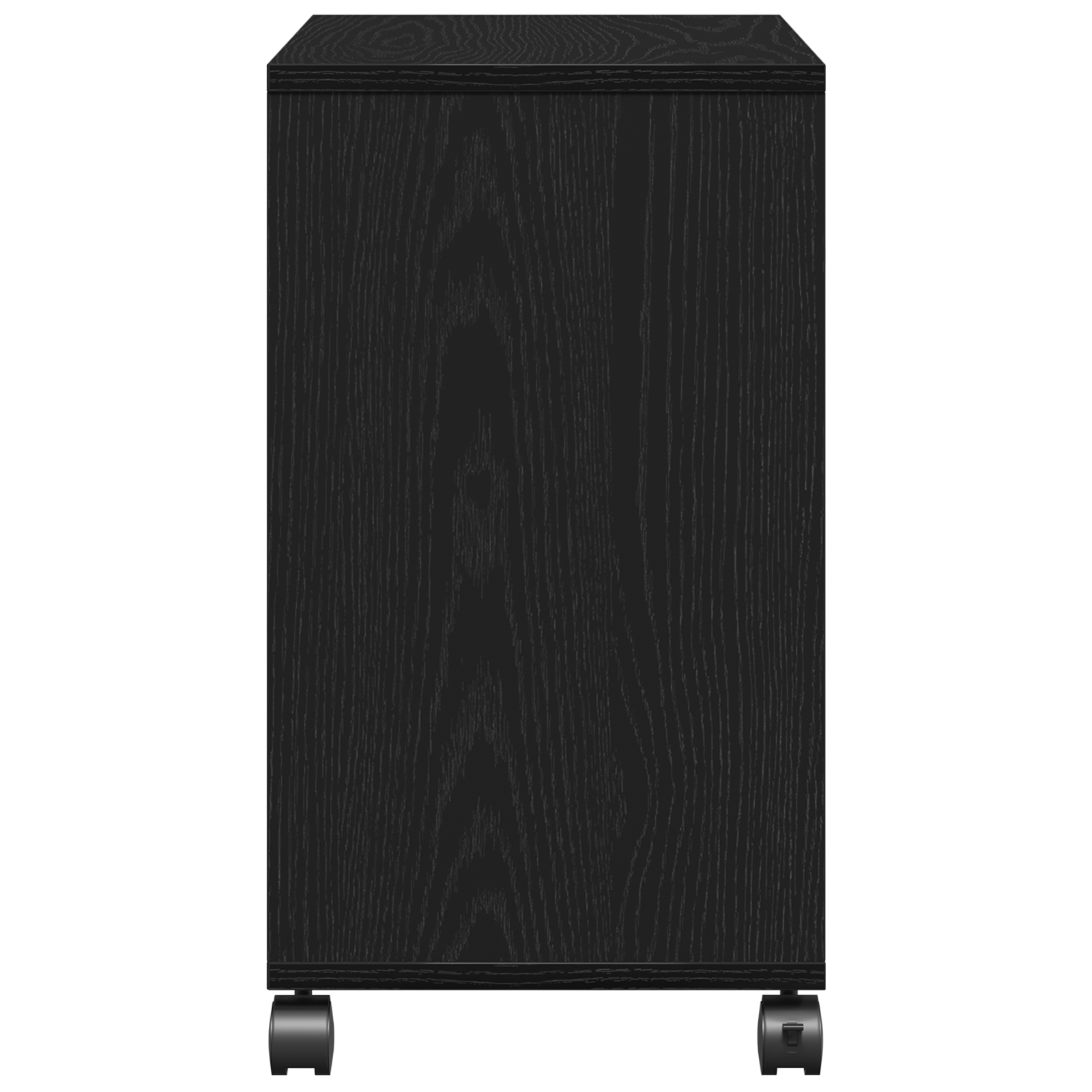 Tavolino con Ruote Nero Rovere 50x30x55 cm in Legno Ingegnerizzato