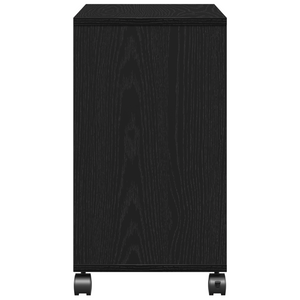 Tavolino con Ruote Nero Rovere 50x30x55 cm in Legno Ingegnerizzato