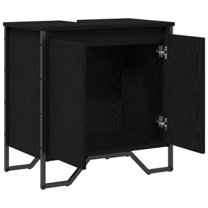 Mobile per Lavabo da Bagno Rovere Nero 60x35x60 cm Legno Ingegnerizzato