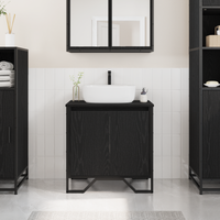Mobile per Lavabo da Bagno Rovere Nero 60x35x60 cm Legno Ingegnerizzato