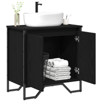 Mobile per Lavabo da Bagno Rovere Nero 60x35x60 cm Legno Ingegnerizzato