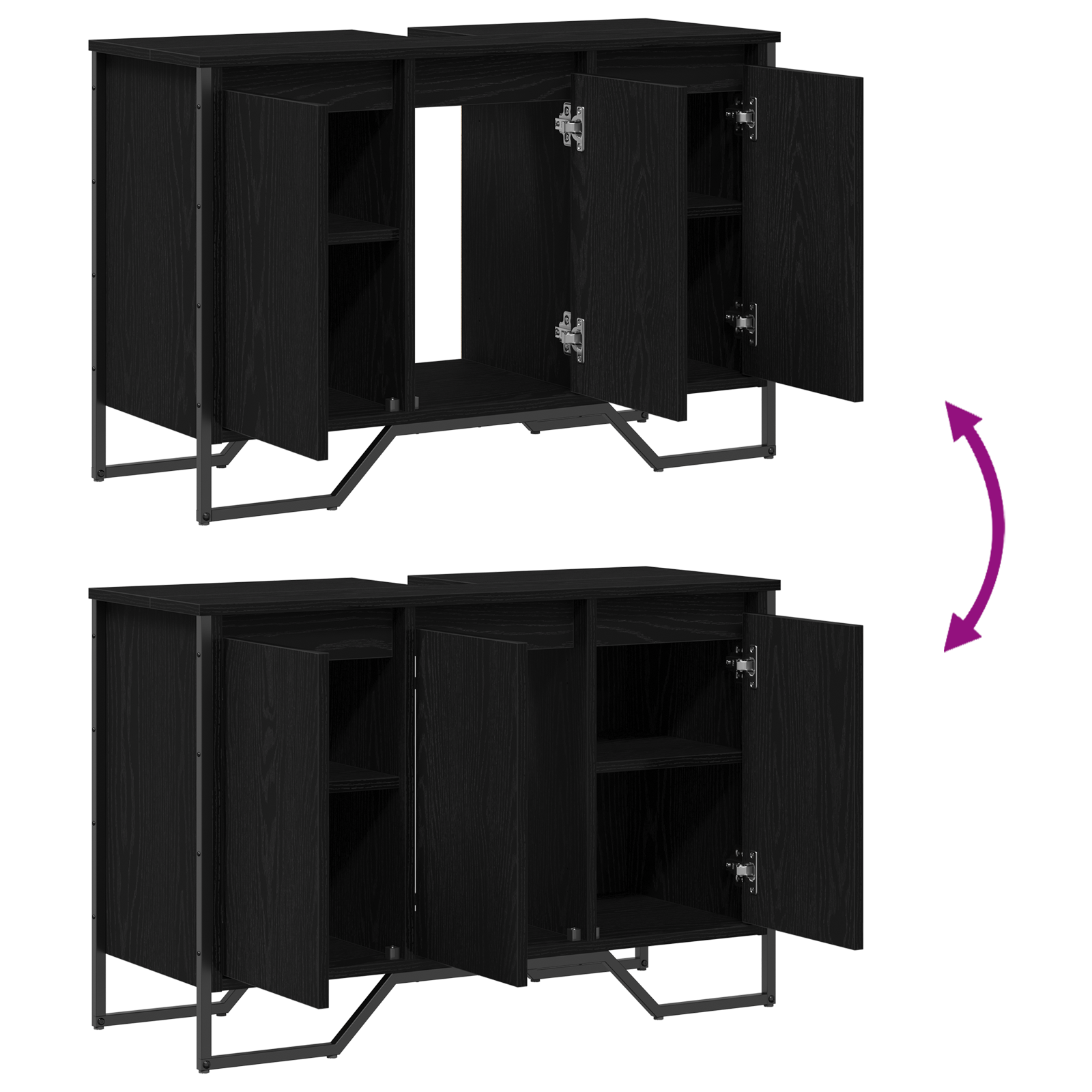 Mobile Lavabo Rovere Nero 91x35x60 cm Legno Ingegnerizzato