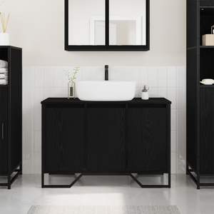 Mobile Lavabo Rovere Nero 91x35x60 cm Legno Ingegnerizzato