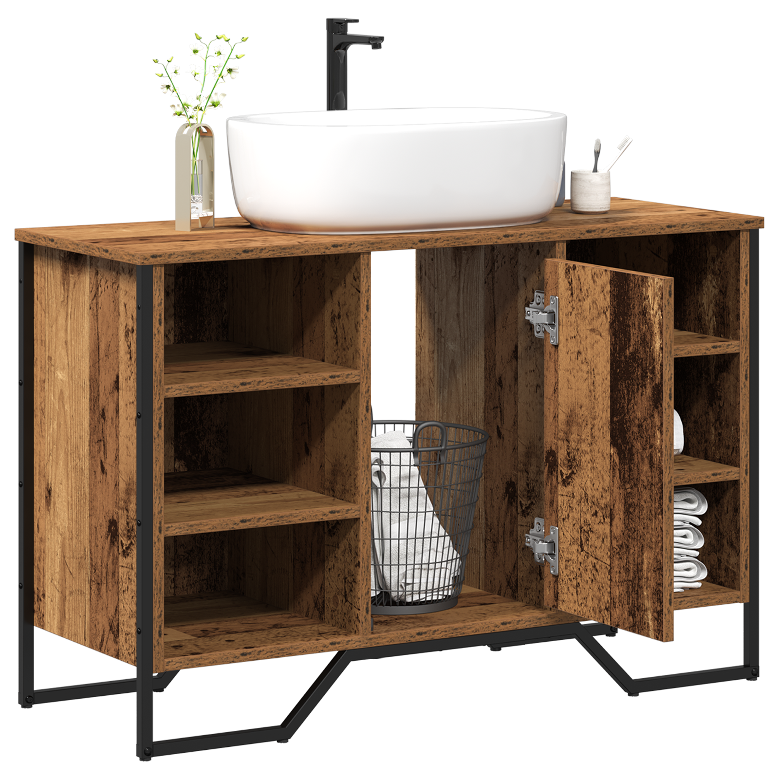 Mobile Lavabo da Bagno Legno Vecchio 91x35x60 cm Legno Ingegnerizzato