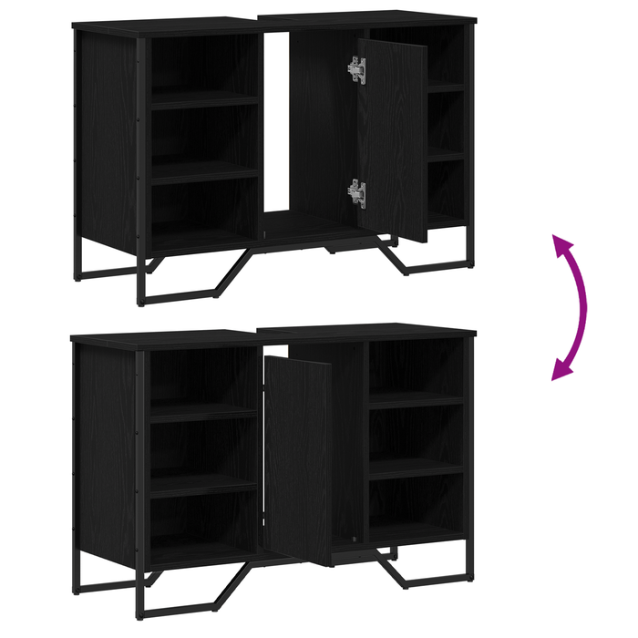 Armadio per Lavello da Bagno Quercia Nera 91x35x60 cm Legno Ingegnerizzato