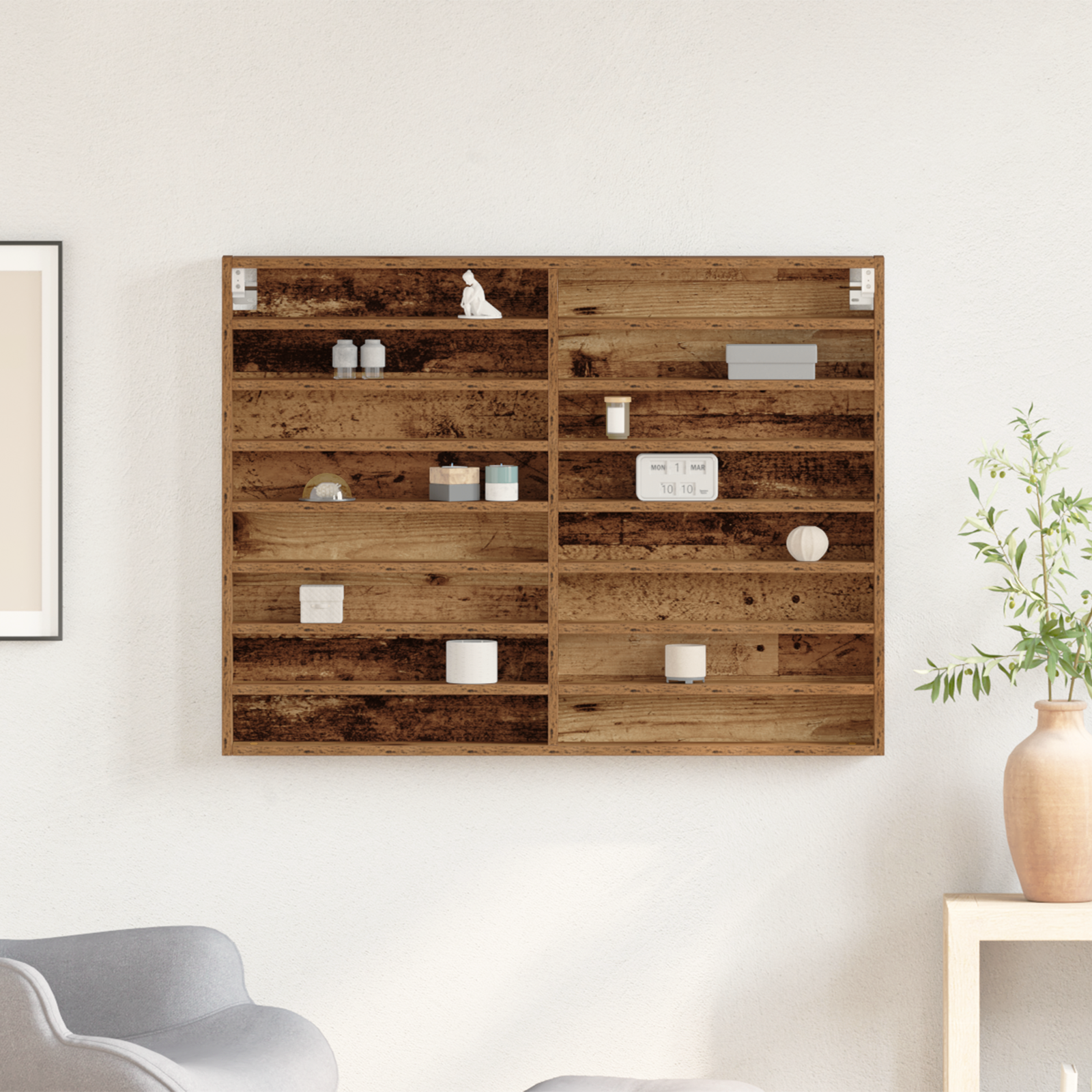 Vetrina Armadio Legno Vecchio 100x8,5x75 cm Legno Composito