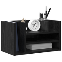 Organizer per Scrivania Rovere Nero 44.5x24x25 cm Legno Ingegnerizzato