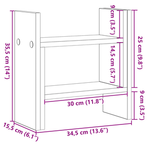 Organizzatore da scrivania quercia artigianale 34.5x15.5x35.5 cm legno