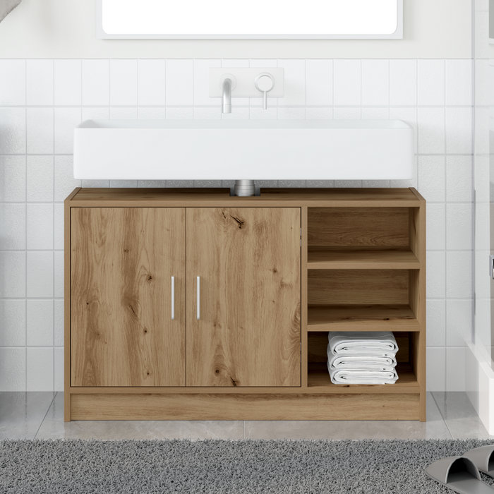 Mobile per Lavabo Rovere Artigianale 90x29x55 cm Legno Ingegnerizzato