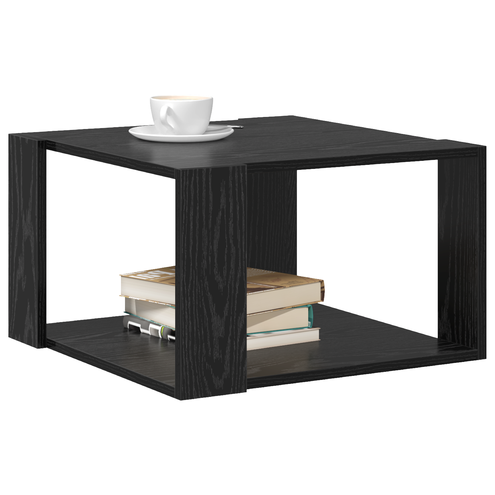 Tavolino da caffè Rovere Nero 51,5x51,5x30 cm Legno ingegnerizzato