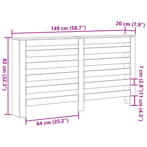 Coprente Radiatore Nero Rovere 149x20x82 cm Legno Ingenerizzato