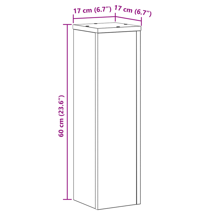 Supporti per piante 2 pcs rovere nero 17x17x60 cm legno ingegnerizzato