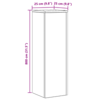 Portapiante 2 pezzi in rovere nero 25x25x80 cm in legno ingegnerizzato