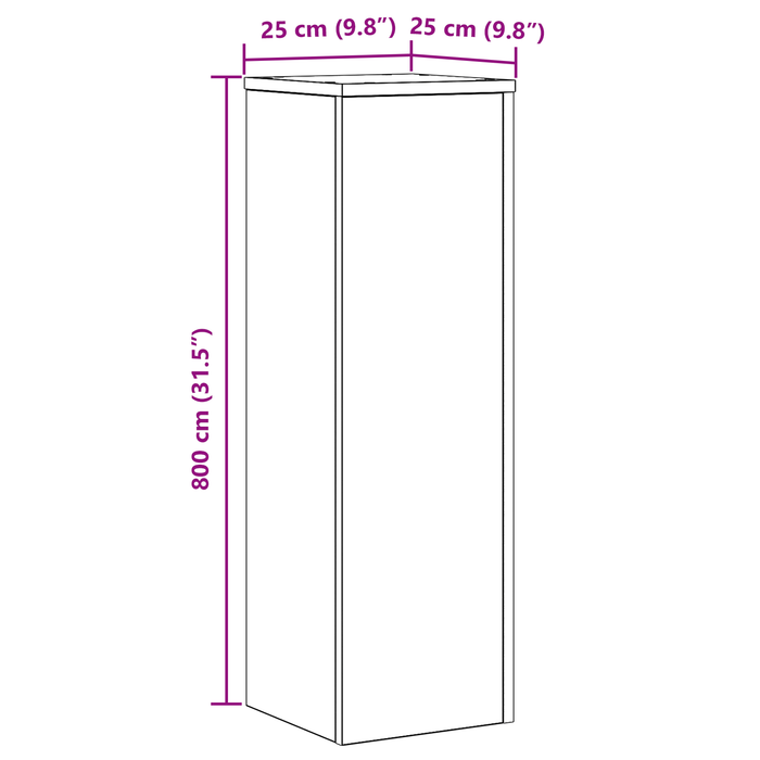 Portapiante 2 pezzi in rovere nero 25x25x80 cm in legno ingegnerizzato