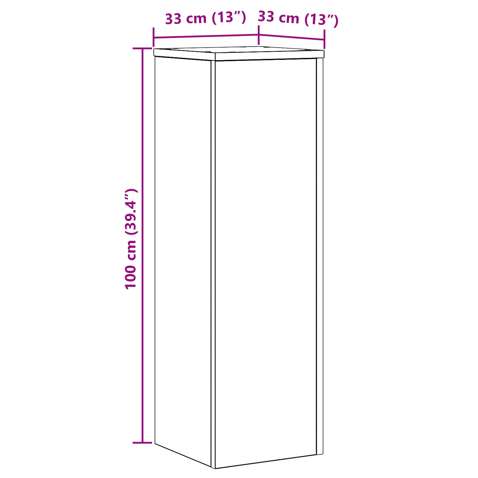 Supporto per piante in rovere nero 33x33x100 cm in legno ingegnerizzato
