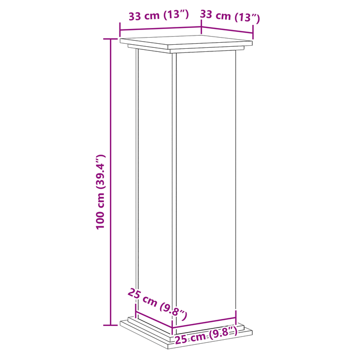 Supporto per Piante Quercia Nera 33x33x100 cm Legno Strutturato