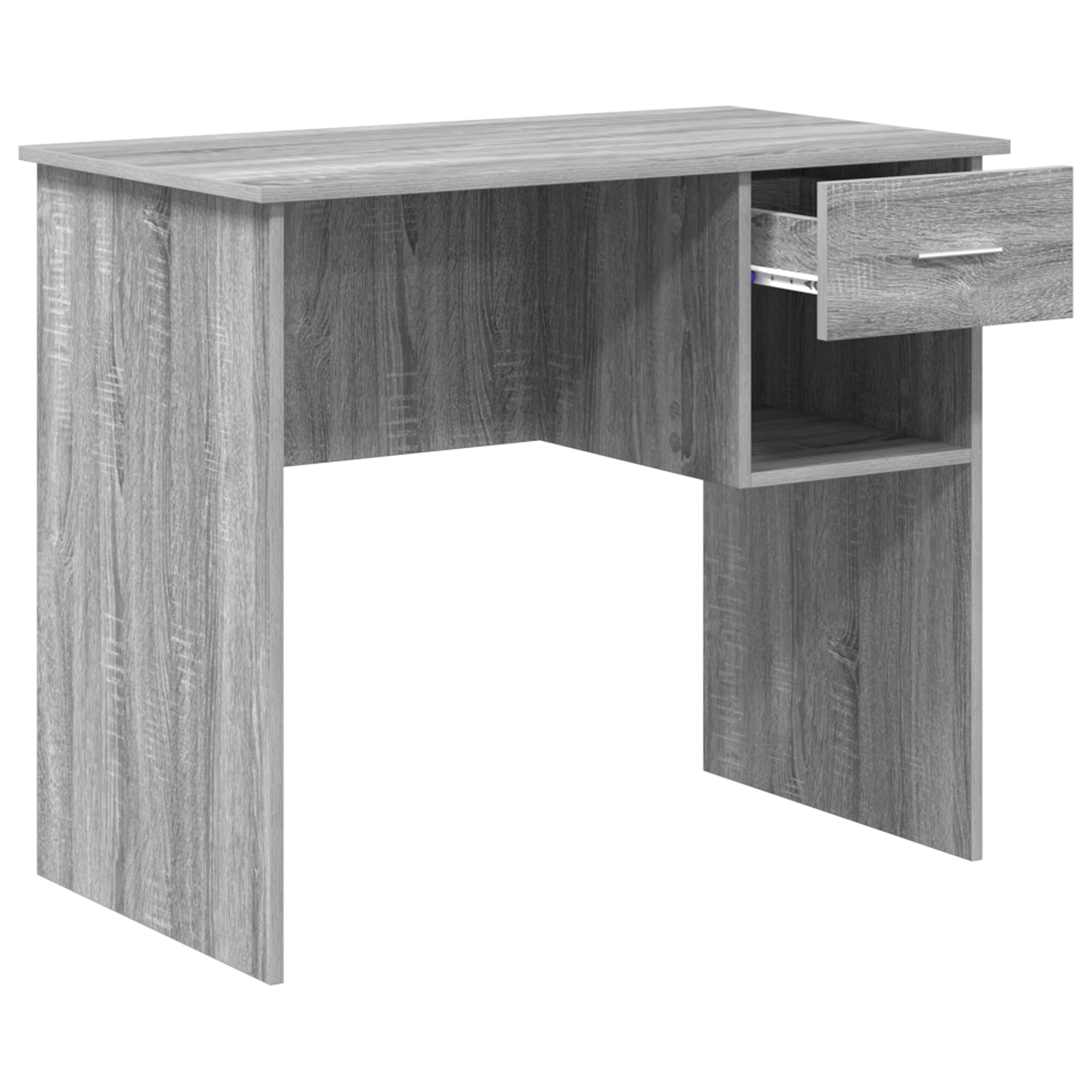 Scrivania con spazio di archiviazione Grigio Sonoma 90x49.5x75 cm Legno ingegnerizzato