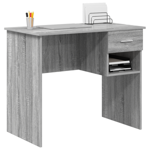 Scrivania con spazio di archiviazione Grigio Sonoma 90x49.5x75 cm Legno ingegnerizzato