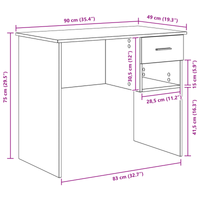 Scrivania con stoccaggio Legno Antico 90x49.5x75 cm Legno ingegnerizzato