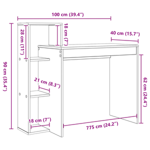 Scrivania per Computer Grigio sonoma Truciolare Media Scaffali