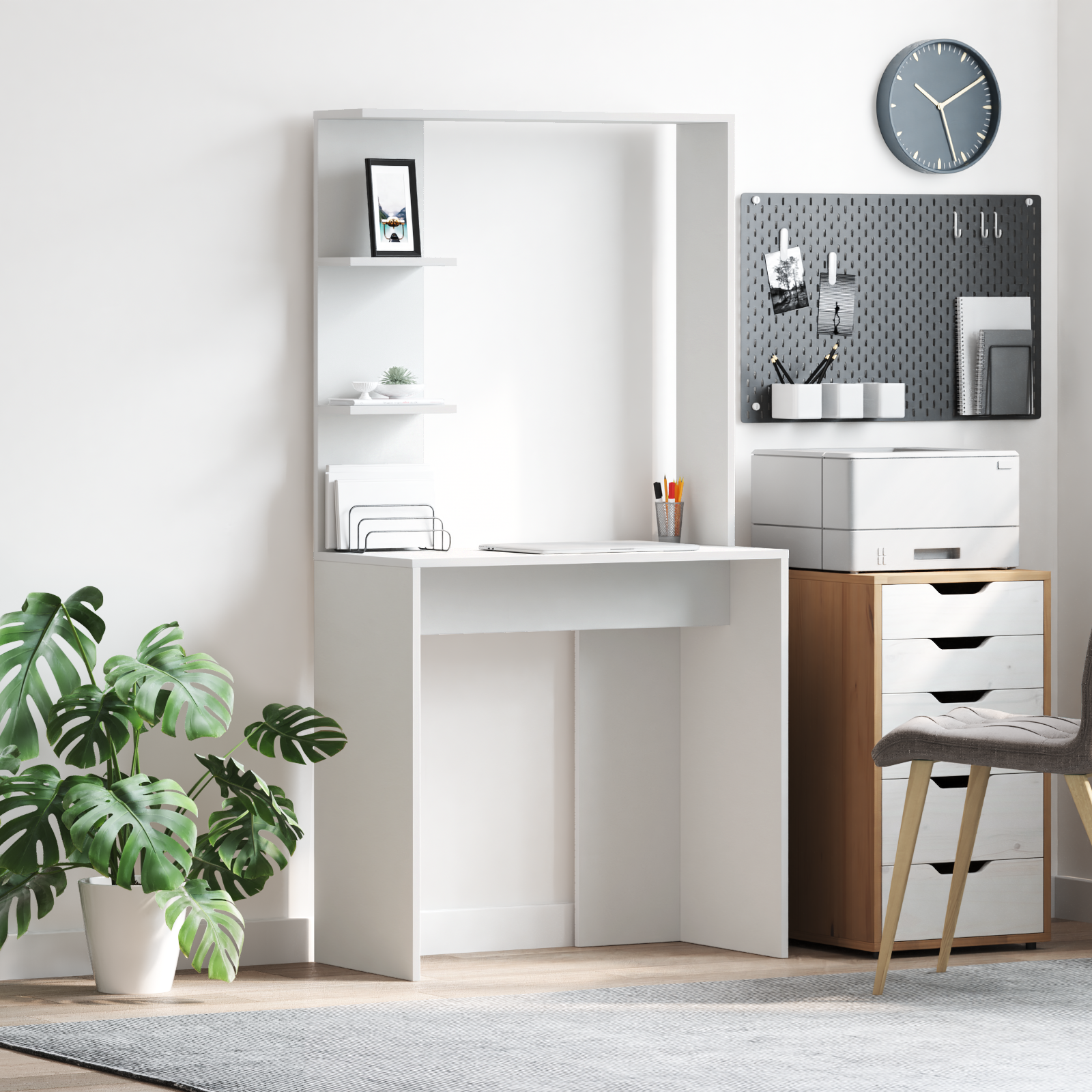 Scrivania Bianca Bianco Legno ingegnerizzato Media