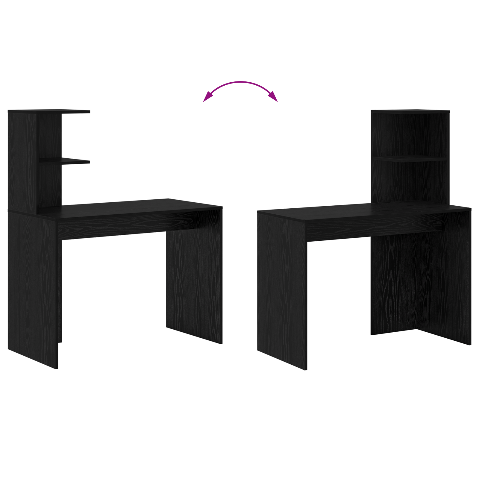 Scrivania rovere nero Rovere nero MDF, laminato Compatta Scaffali