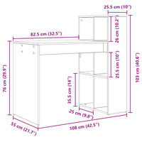 Scrivania per Scrivere Bianca Legno Ingegnerizzato Media