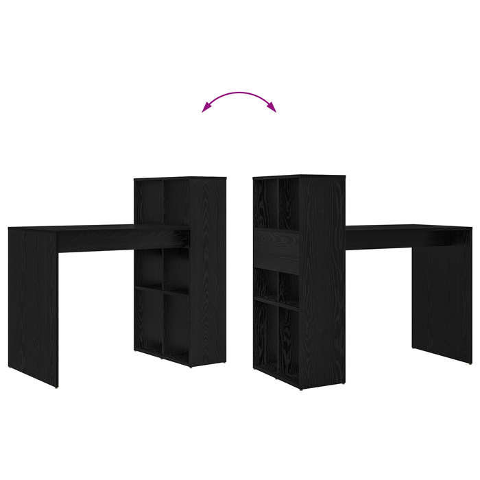 Scrivania Rovere Nero Truciolare Piccola Stoccaggio