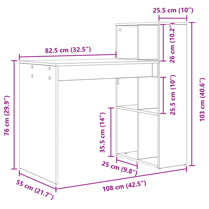 Scrivania per Computer Rovere Sonoma Legno ingegnerizzato Media