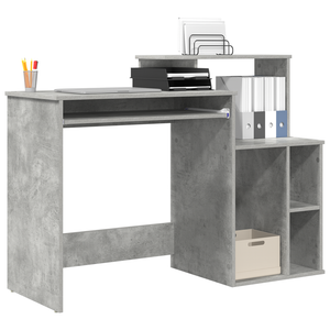 Scrivania con Storage Grigio Cemento 120,5x44x88,5 cm Legno Ingegnerizzato