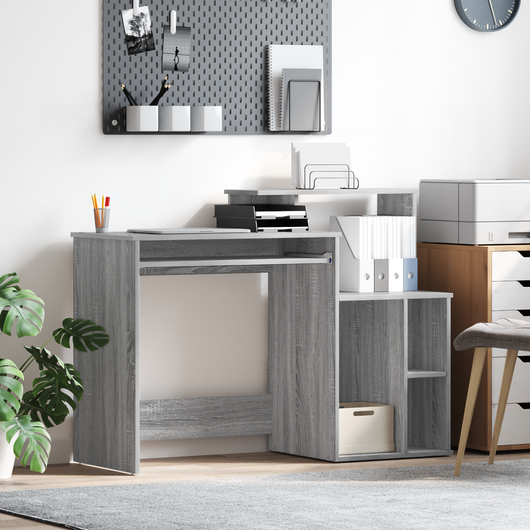 Scrivania con storage grigio sonoma 120.5x44x88.5 cm legno ingegnerizzato