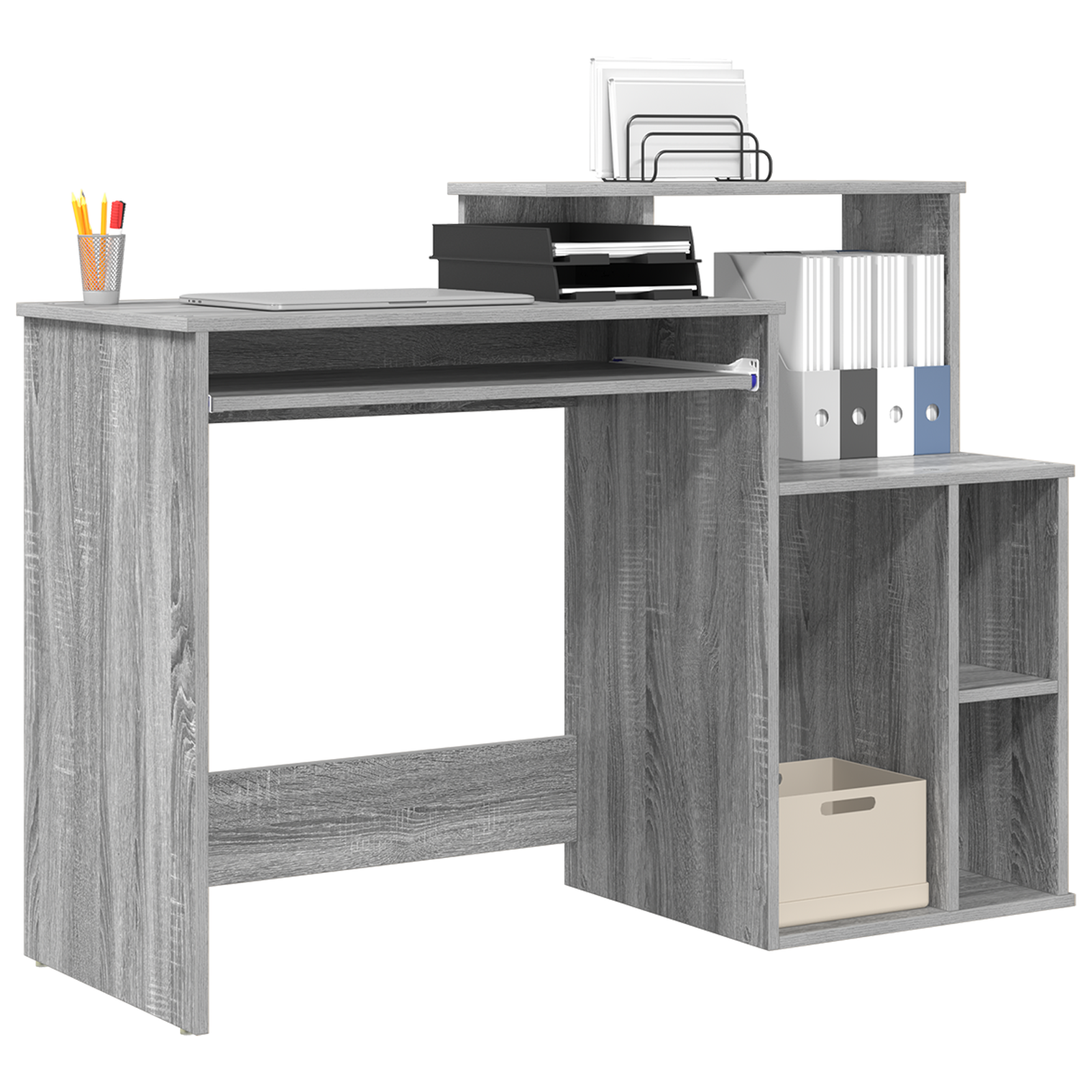 Scrivania con storage grigio sonoma 120.5x44x88.5 cm legno ingegnerizzato