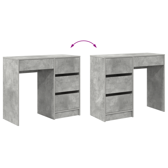 Scrivania Grigia Grigio Cemento Cemento Standard Stoccaggio