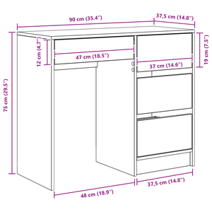 Scrivania Marrone Rovere Affumicato Legno Ingegnerizzato Media