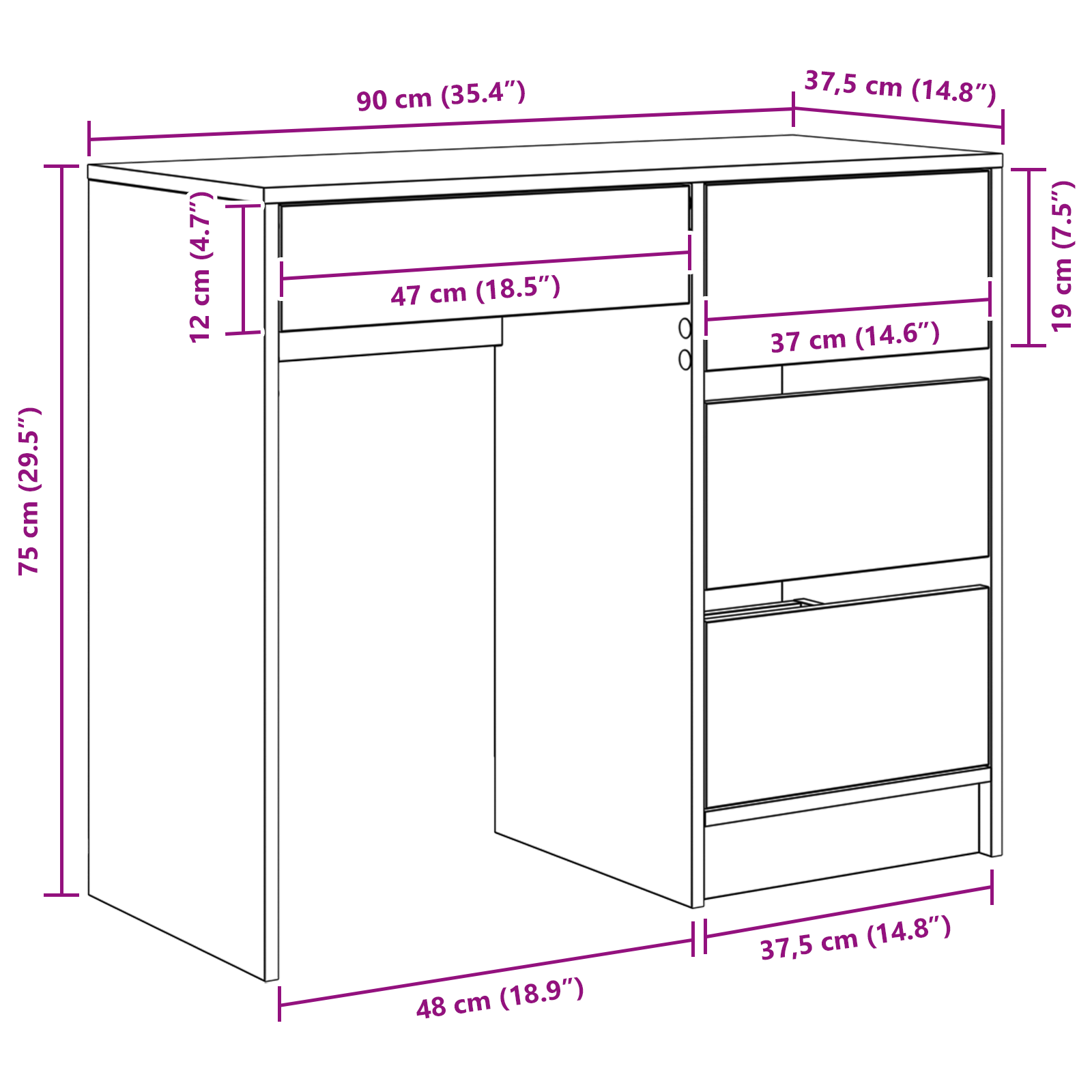 Scrivania Marrone da Scrittura Rovere Artigianale